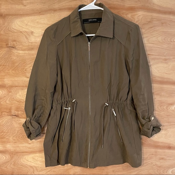 zara women xs olive green Military jacket Full Zip - Picture 2 of 9